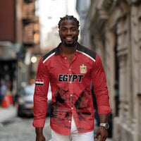 Custom Egypt Football Long Sleeve Button Shirt Pharaohs Heritage Pyramid