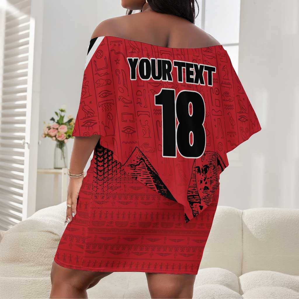 Custom Egypt Football Off Shoulder Short Dress Pharaohs Heritage Pyramid