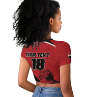 Custom Egypt Football Raglan Cropped T shirt Pharaohs Heritage Pyramid