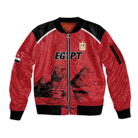 Custom Egypt Football Sleeve Zip Bomber Jacket Pharaohs Heritage Pyramid