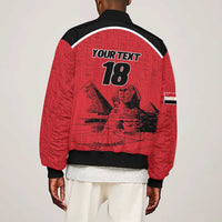Custom Egypt Football Sleeve Zip Bomber Jacket Pharaohs Heritage Pyramid
