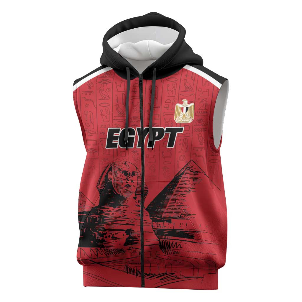 Custom Egypt Football Sleeveless Zip Hoodie Pharaohs Heritage Pyramid