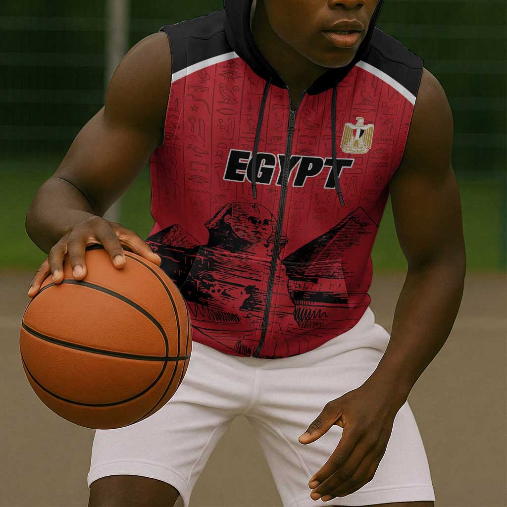 Custom Egypt Football Sleeveless Zip Hoodie Pharaohs Heritage Pyramid