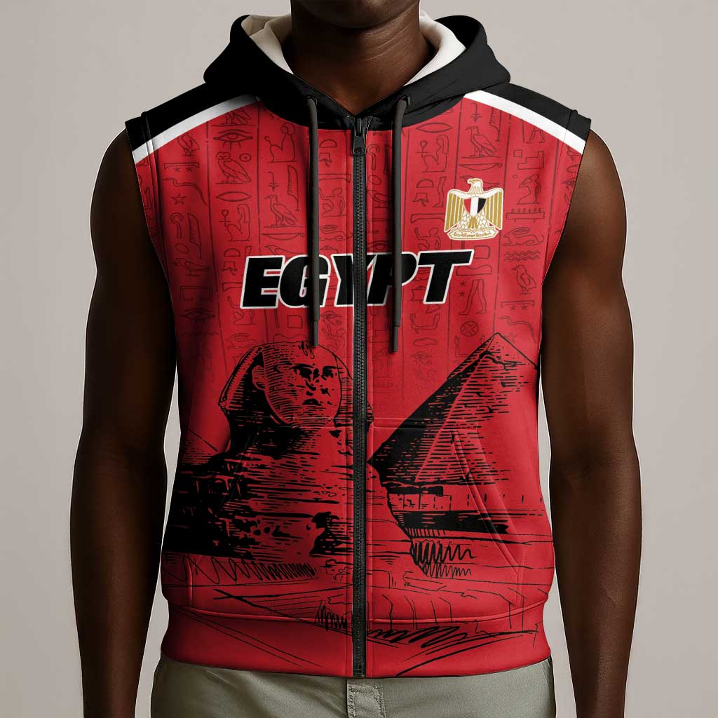 Custom Egypt Football Sleeveless Zip Hoodie Pharaohs Heritage Pyramid