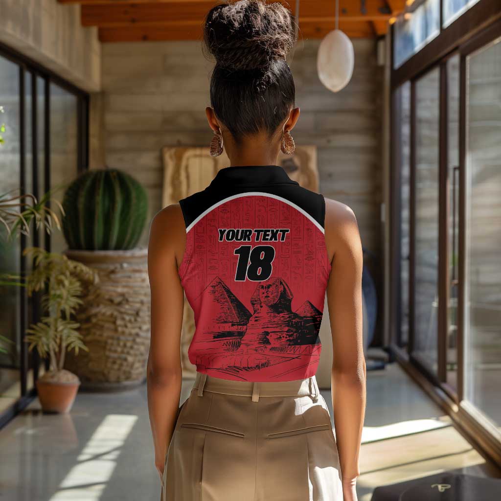 Custom Egypt Football Women Sleeveless Polo Shirt Pharaohs Heritage Pyramid