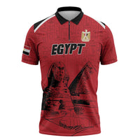 Custom Egypt Football Zipper Polo Shirt Pharaohs Heritage Pyramid