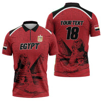 Custom Egypt Football Zipper Polo Shirt Pharaohs Heritage Pyramid