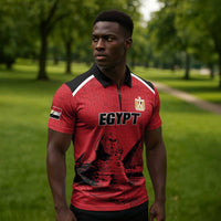 Custom Egypt Football Zipper Polo Shirt Pharaohs Heritage Pyramid