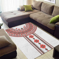 Bulgarian Embroidery Style Seamless Pattern Area Rug