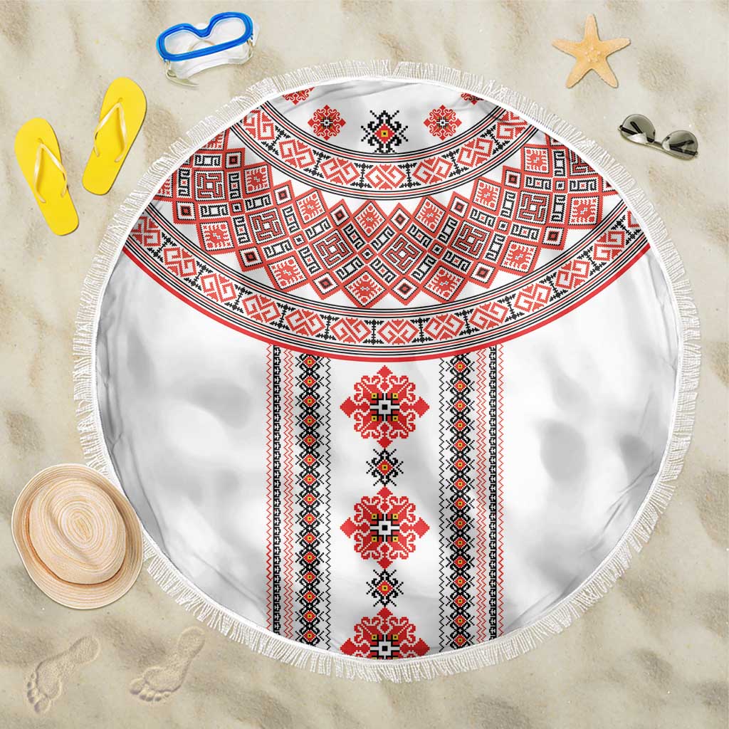 Bulgarian Embroidery Style Seamless Pattern Beach Blanket