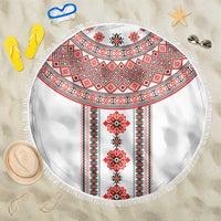 Bulgarian Embroidery Style Seamless Pattern Beach Blanket
