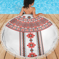 Bulgarian Embroidery Style Seamless Pattern Beach Blanket