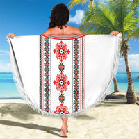 Bulgarian Embroidery Style Seamless Pattern Beach Blanket