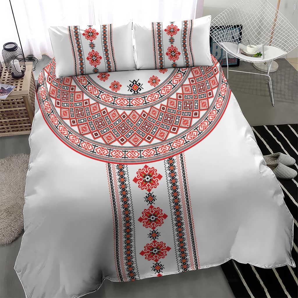 Bulgarian Embroidery Style Seamless Pattern Bedding Set