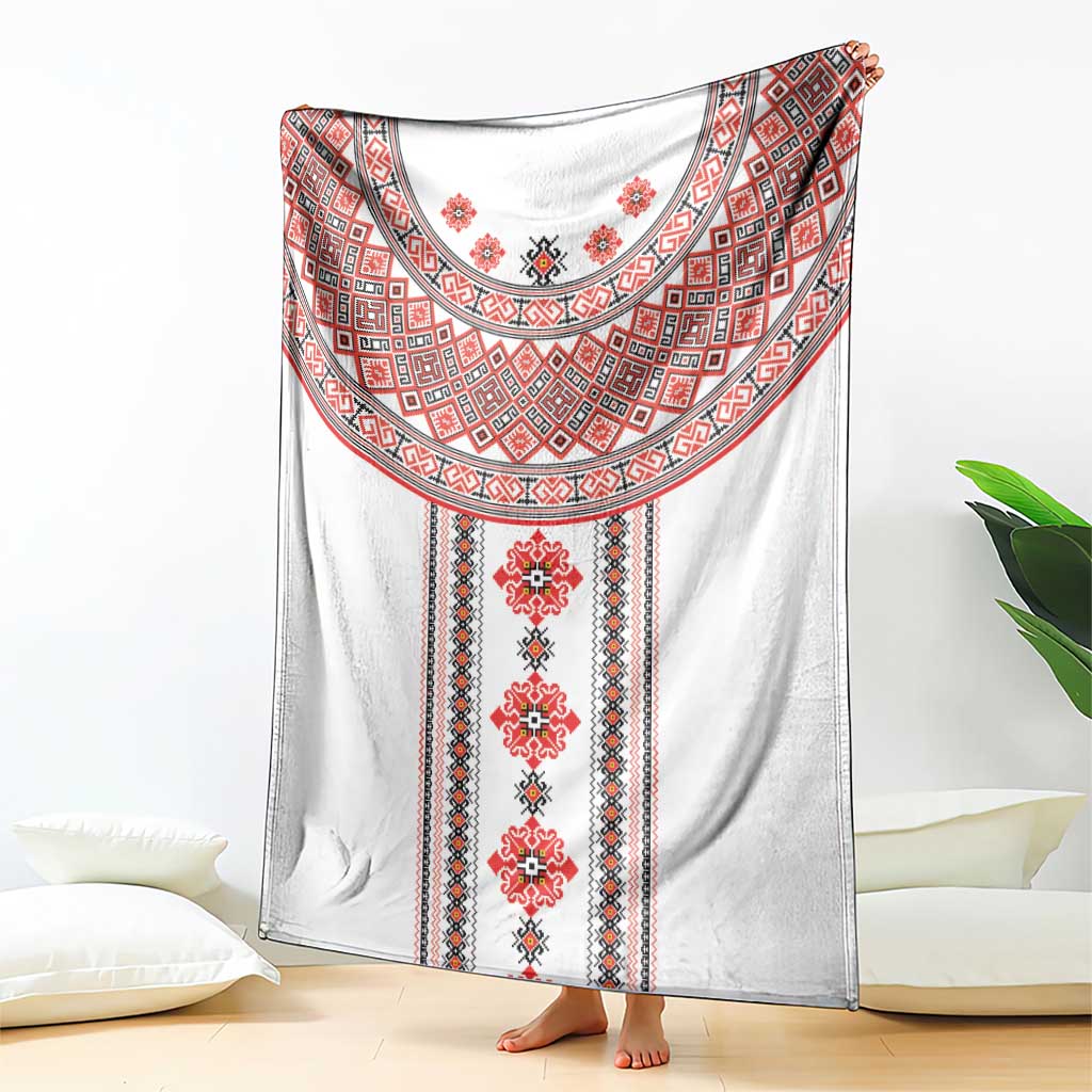 Bulgarian Embroidery Style Seamless Pattern Blanket