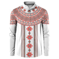 Bulgarian Embroidery Style Seamless Pattern Button Sweatshirt