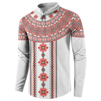 Bulgarian Embroidery Style Seamless Pattern Button Sweatshirt