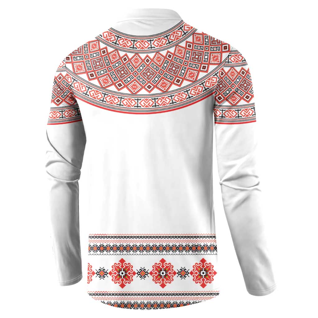 Bulgarian Embroidery Style Seamless Pattern Button Sweatshirt