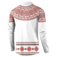Bulgarian Embroidery Style Seamless Pattern Button Sweatshirt