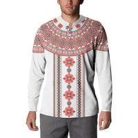 Bulgarian Embroidery Style Seamless Pattern Button Sweatshirt