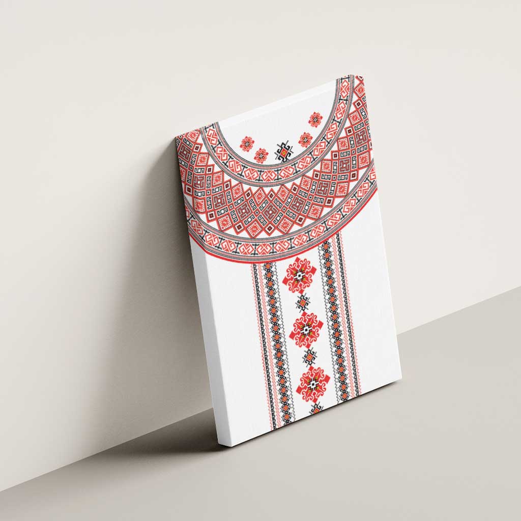 Bulgarian Embroidery Style Seamless Pattern Canvas Wall Art