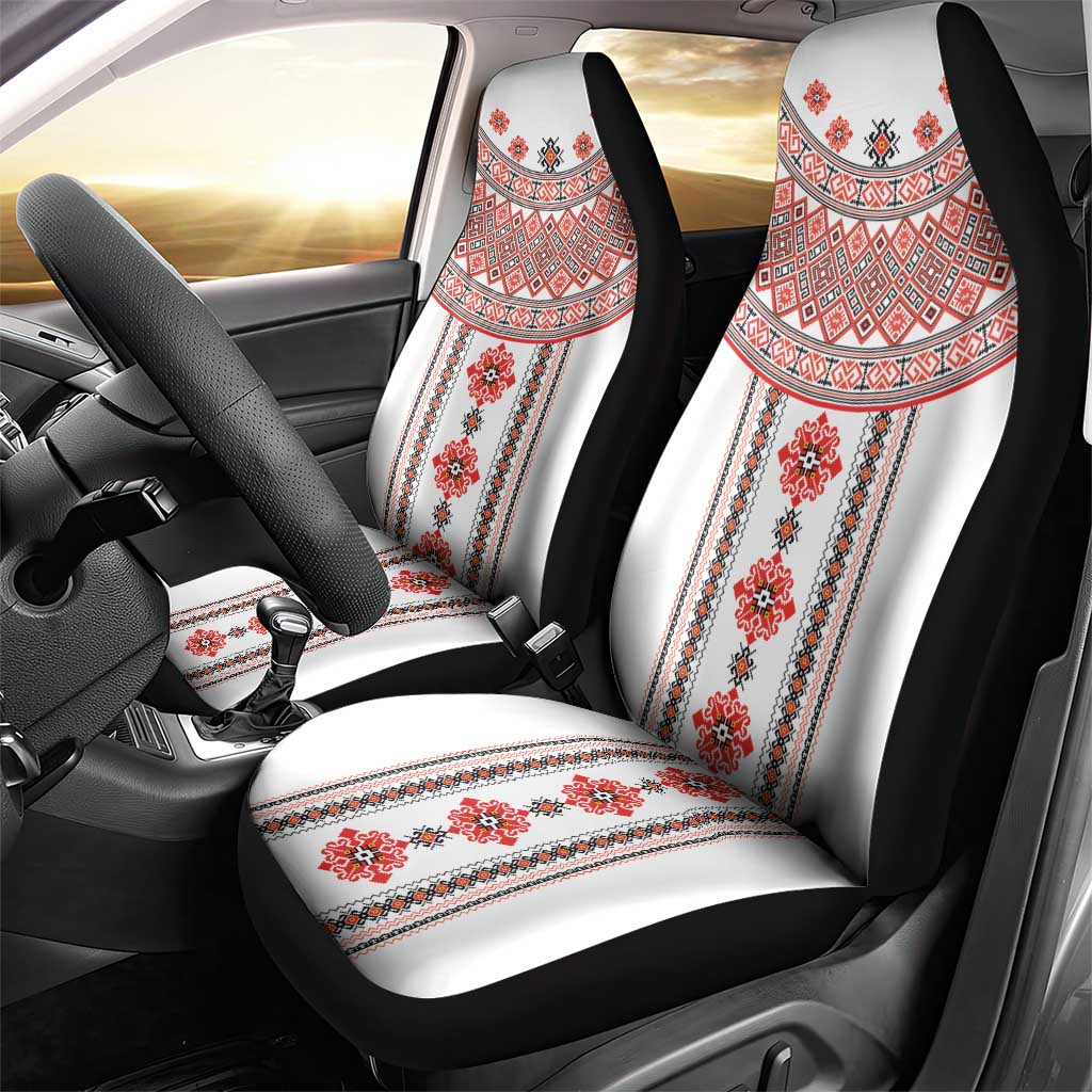 Bulgarian Embroidery Style Seamless Pattern Car Seat Cover