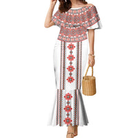 Bulgarian Embroidery Style Seamless Pattern Family Matching Mermaid Dress and Hawaiian Shirt