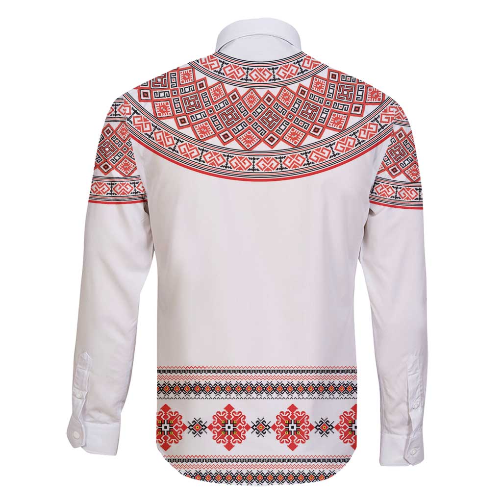 Bulgarian Embroidery Style Seamless Pattern Family Matching Off Shoulder Maxi Dress and Hawaiian Shirt