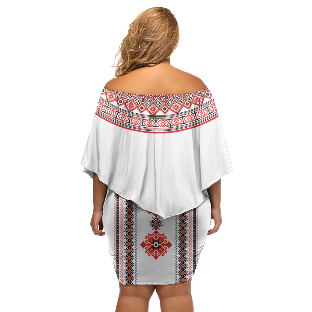 Bulgarian Embroidery Style Seamless Pattern Family Matching Off Shoulder Short Dress and Hawaiian Shirt