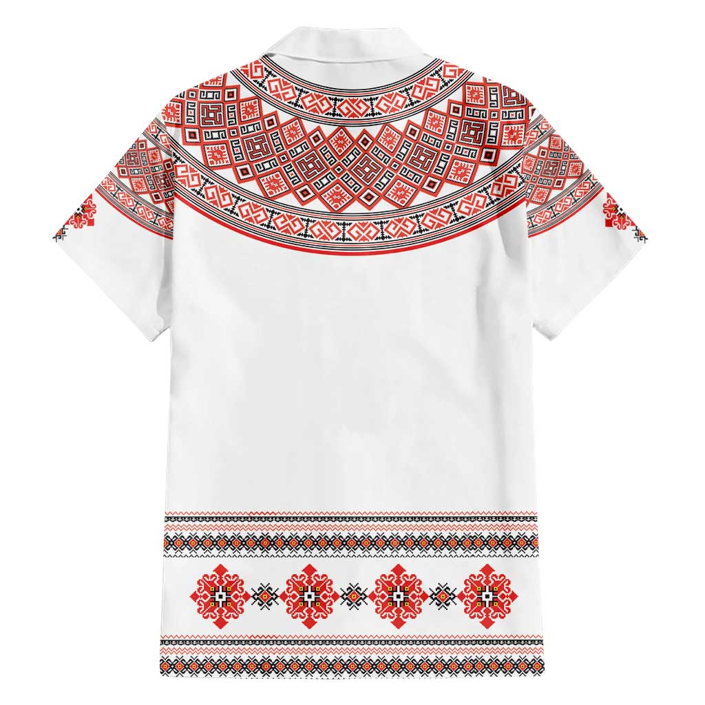 Bulgarian Embroidery Style Seamless Pattern Family Matching Short Sleeve Bodycon Dress and Hawaiian Shirt