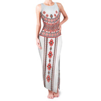 Bulgarian Embroidery Style Seamless Pattern Family Matching Tank Maxi Dress and Hawaiian Shirt