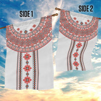 Bulgarian Embroidery Style Seamless Pattern Garden Flag