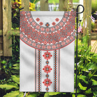 Bulgarian Embroidery Style Seamless Pattern Garden Flag
