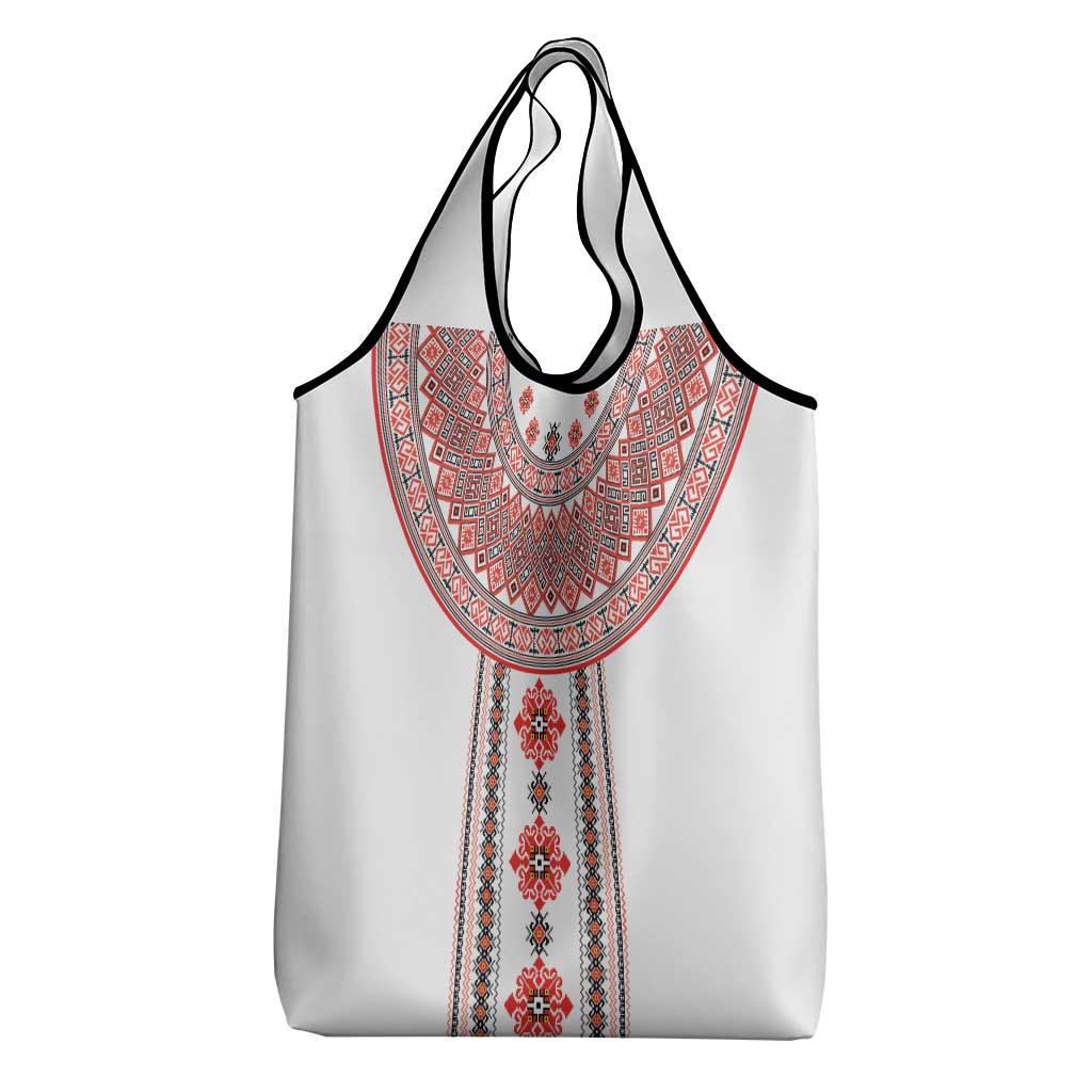 Bulgarian Embroidery Style Seamless Pattern Grocery Bag
