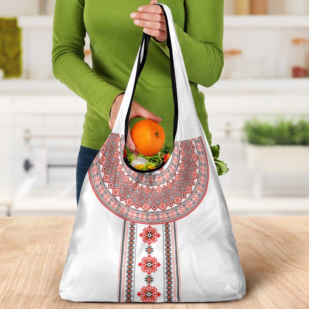 Bulgarian Embroidery Style Seamless Pattern Grocery Bag