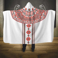 Bulgarian Embroidery Style Seamless Pattern Hooded Blanket