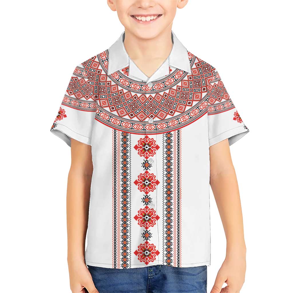 Bulgarian Embroidery Style Seamless Pattern Kid Hawaiian Shirt
