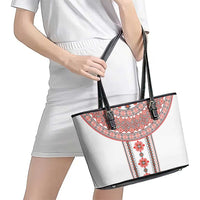 Bulgarian Embroidery Style Seamless Pattern Leather Tote Bag