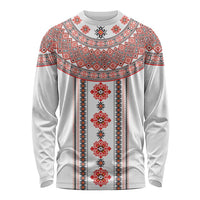 Bulgarian Embroidery Style Seamless Pattern Long Sleeve Shirt