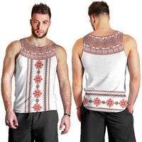 Bulgarian Embroidery Style Seamless Pattern Men Tank Top