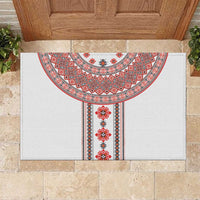 Bulgarian Embroidery Style Seamless Pattern Rubber Doormat