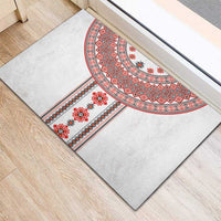 Bulgarian Embroidery Style Seamless Pattern Rubber Doormat