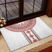 Bulgarian Embroidery Style Seamless Pattern Rubber Doormat
