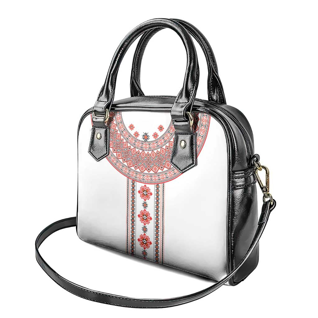 Bulgarian Embroidery Style Seamless Pattern Shoulder Handbag