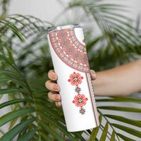 Bulgarian Embroidery Style Seamless Pattern Skinny Tumbler