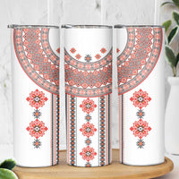 Bulgarian Embroidery Style Seamless Pattern Skinny Tumbler