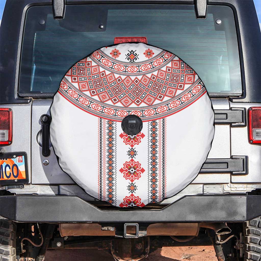 Bulgarian Embroidery Style Seamless Pattern Spare Tire Cover