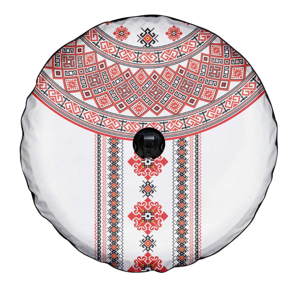 Bulgarian Embroidery Style Seamless Pattern Spare Tire Cover