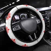 Bulgarian Embroidery Style Seamless Pattern Steering Wheel Cover
