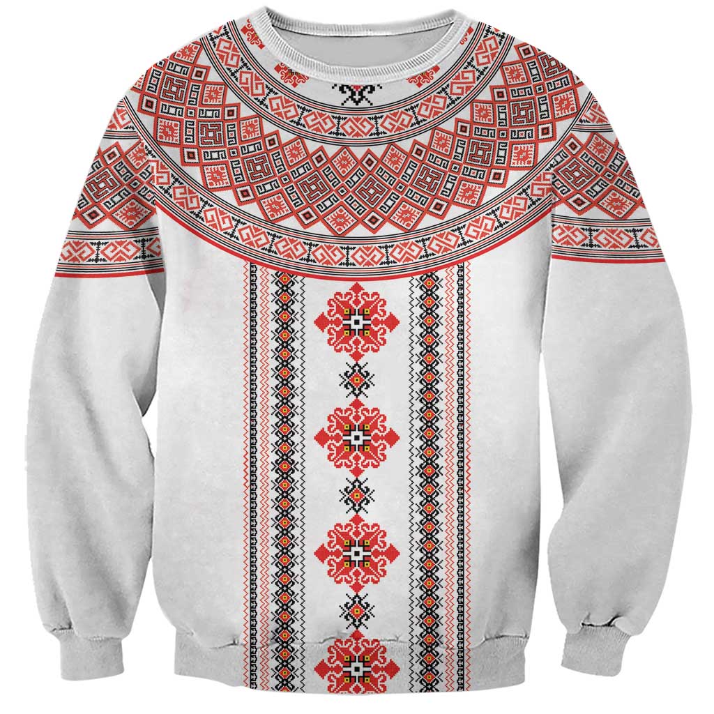 Bulgarian Embroidery Style Seamless Pattern Sweatshirt